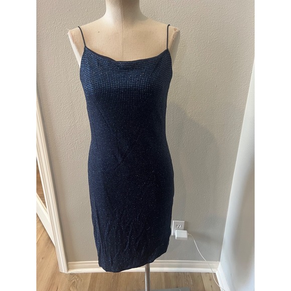 City Triangles Dresses & Skirts - Vintage City Triangles Womens L Navy Blue Sparkle Bodycon Open Back Dress USA